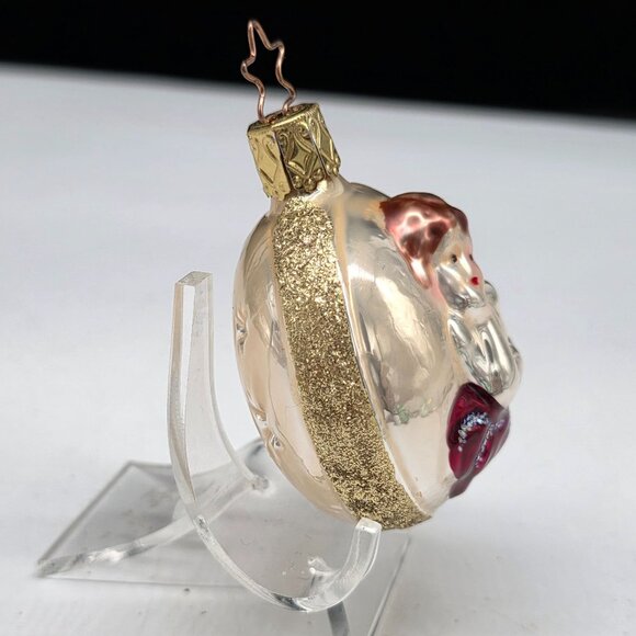 Inge Glas Angel on Ball German Glass Christmas Ornament 2.5" - Picture 2 of 6